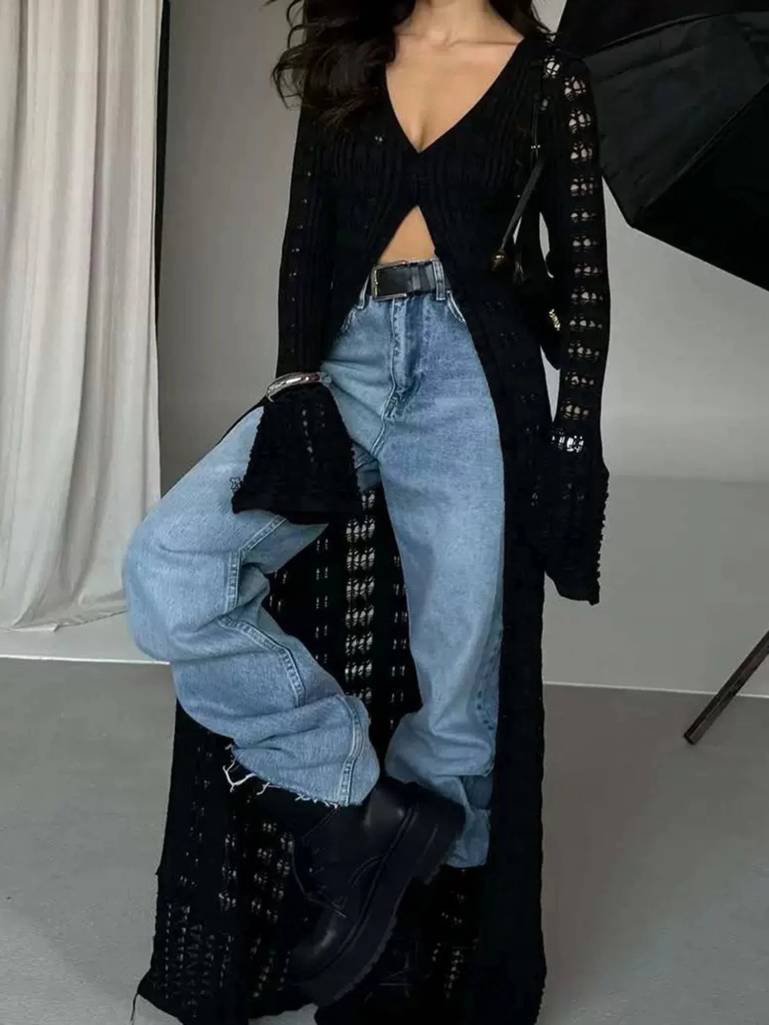 Button-Up Long Cardigan